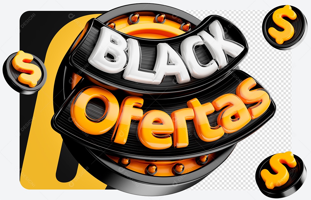 Selo 3D Black Friday para Composição PSD