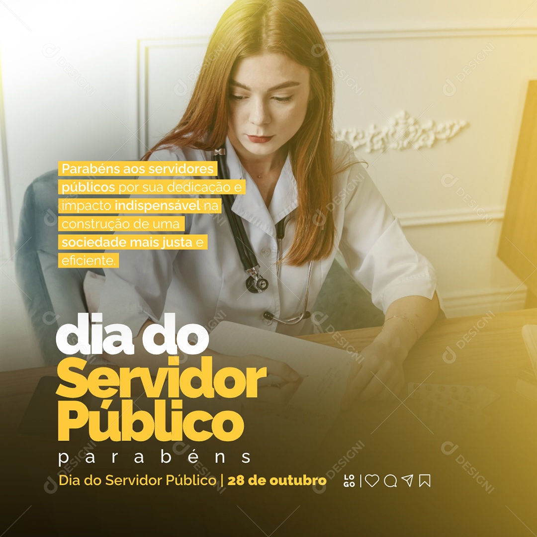 Dia do Servidor Público 28 de Outubro Parabéns Social Media PSD Editável
