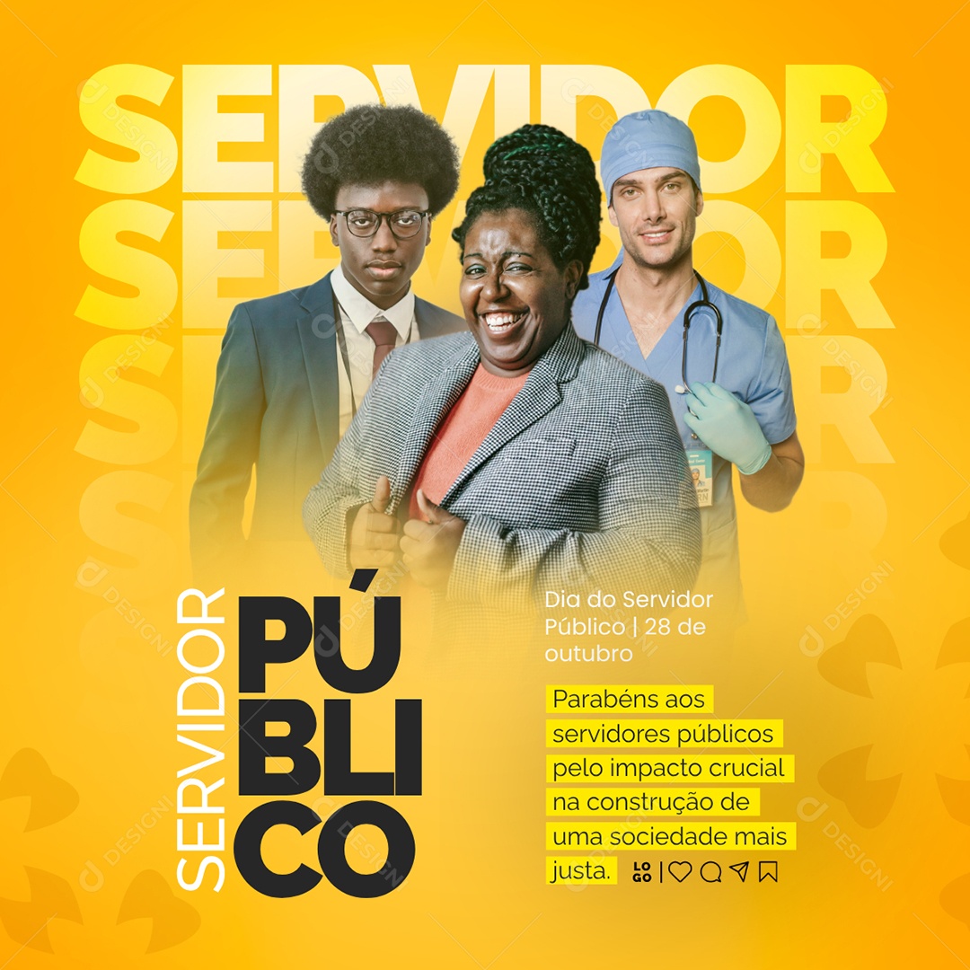 Dia do Servidor Público 28 de Outubro Parabéns Aos Servidores Públicos Social Media PSD Editável