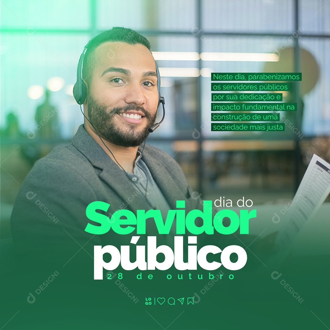 Dia do Servidor Público 28 de Outubro Nesse Dia Parabenizamos Os Servidores Públicos Social Media PSD Editável