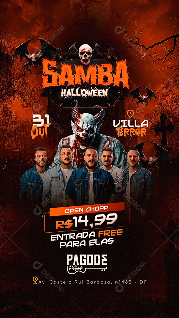 Story Flyer Samba Halloween Social Media PSD Editável