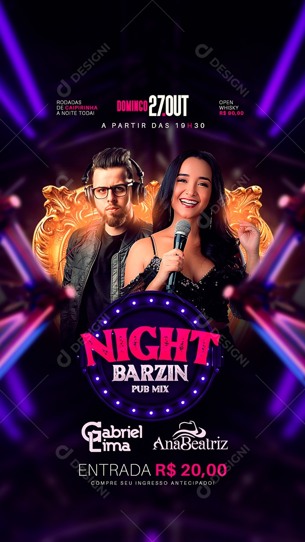 Story Flyer Night Barzin Social Media PSD Editável