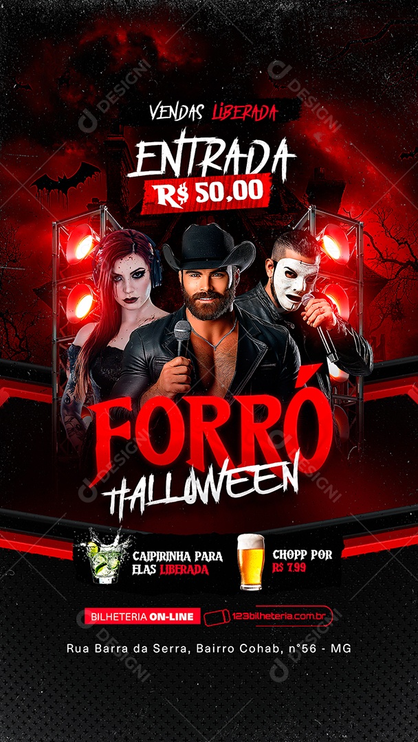 Story Flyer Forró Halloween Social Media PSD Editável