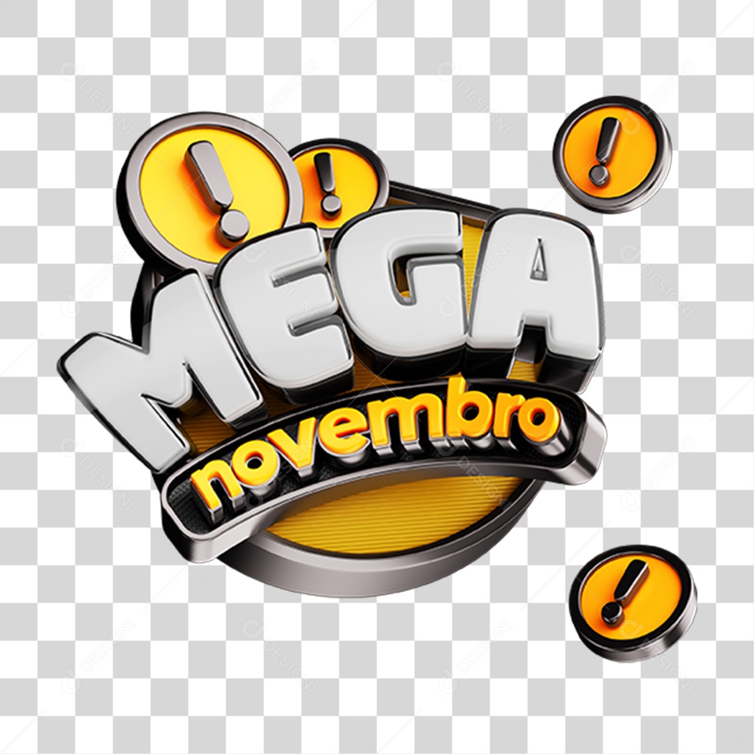 Selo 3D Mega Novembro PNG Transparente