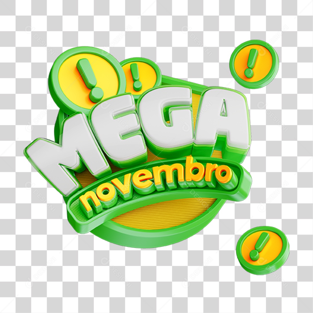 Selo 3D Mega Novembro PNG Transparente