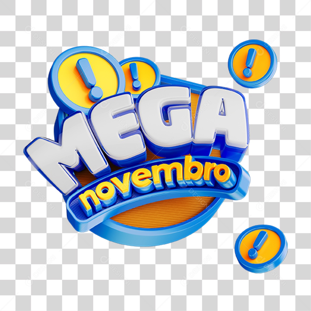 Selo 3D Mega Novembro PNG Transparente