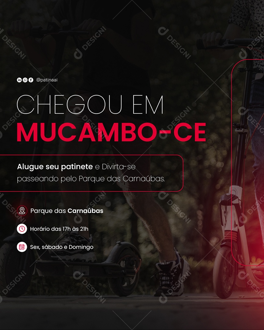 Social Media Patinete Chegou Em Mocambo PSD Editável