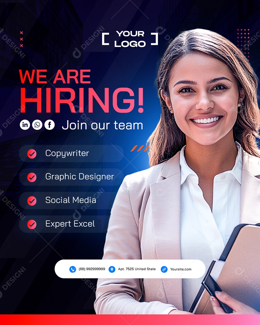Estamos Contratando Social Media PSD Editável