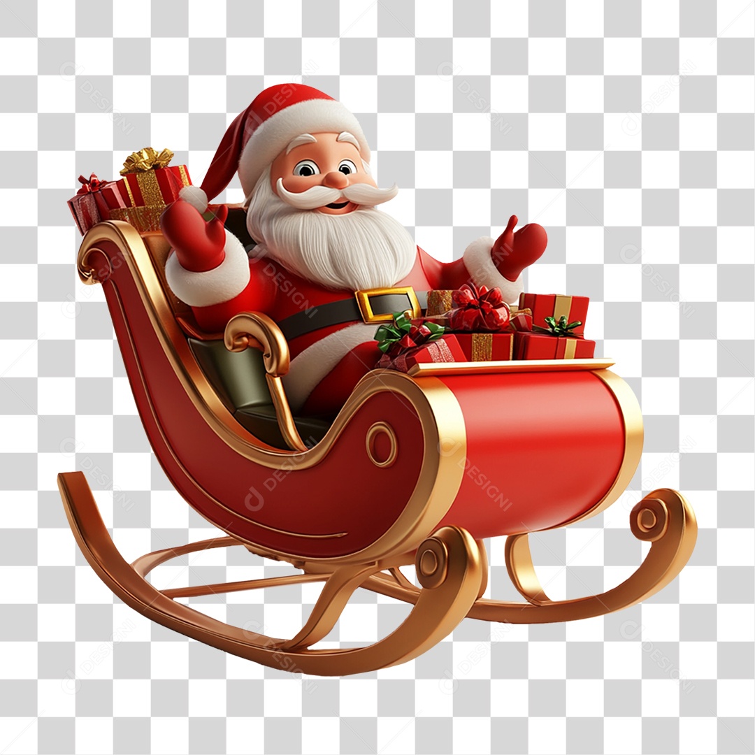 Papai Noel em Trenó PNG Transparente