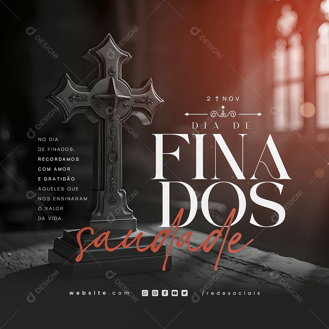 Dia de Finados 02 de Novembro Saudade Social Media PSD Editável