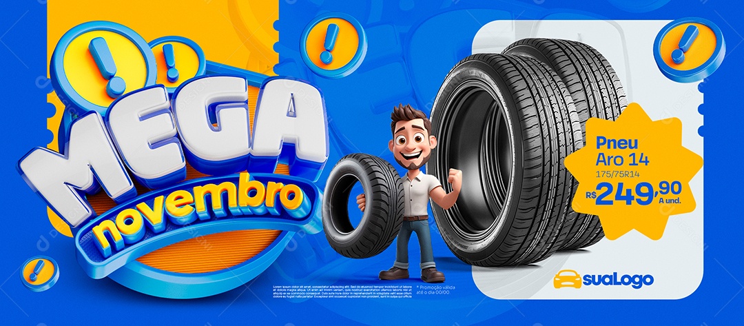 Banner Oficina Mecânica Pneus Mega Novembro Social Media PSD Editável