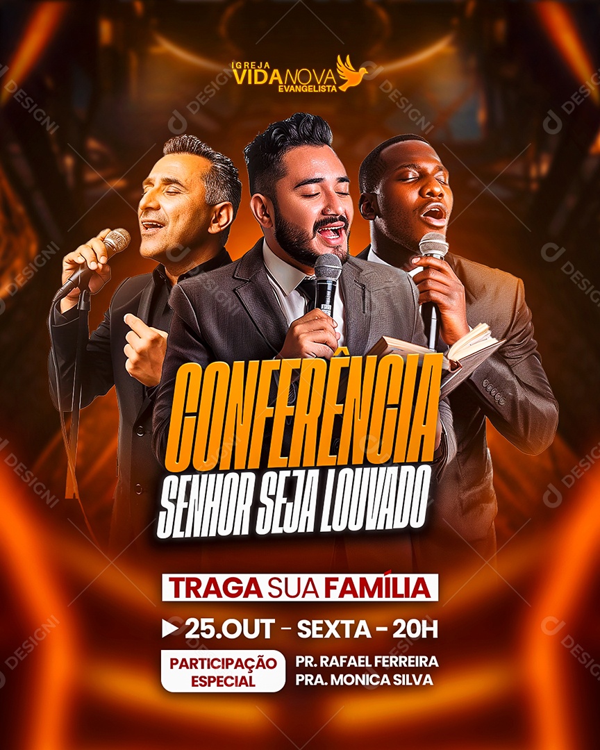 Flyer Gospel Conferência Senhor Seja Louvado Social Media PSD Editável