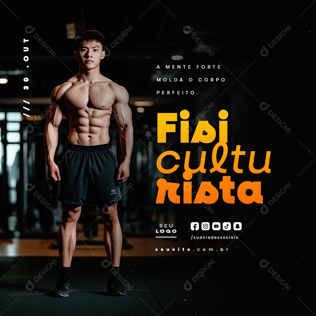 Dia do Fisiculturista 30 de Outubro Social Media PSD Editável