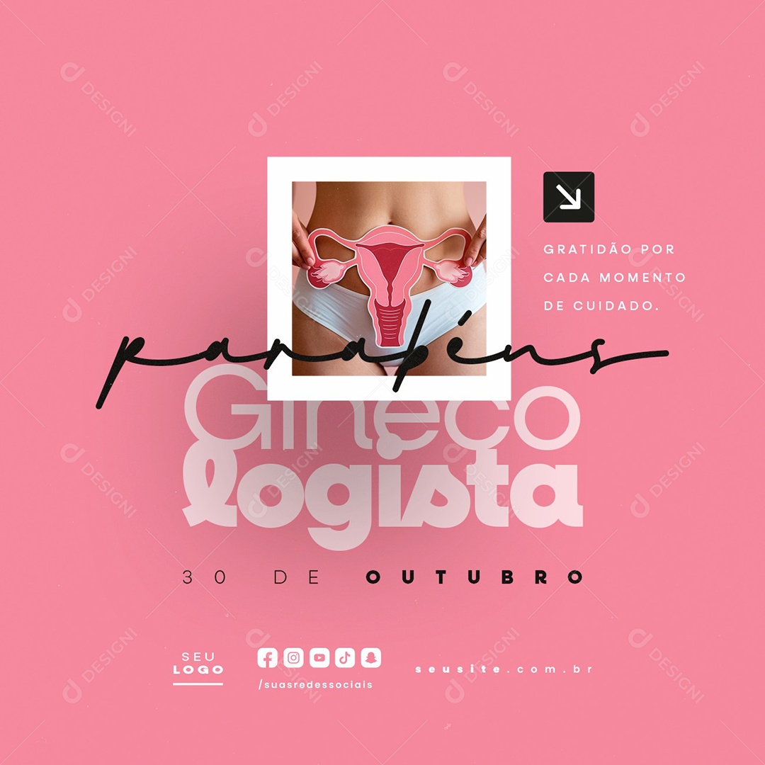 Parabéns Dia do Ginecologista 30 de Outubro Social Media PSD Editável