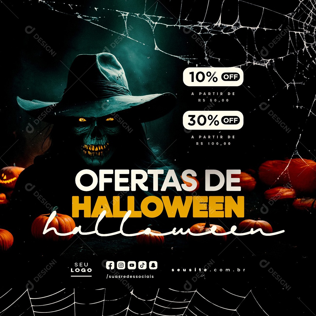 Dia das Bruxas Ofertas de Halloween Social Media PSD Editável