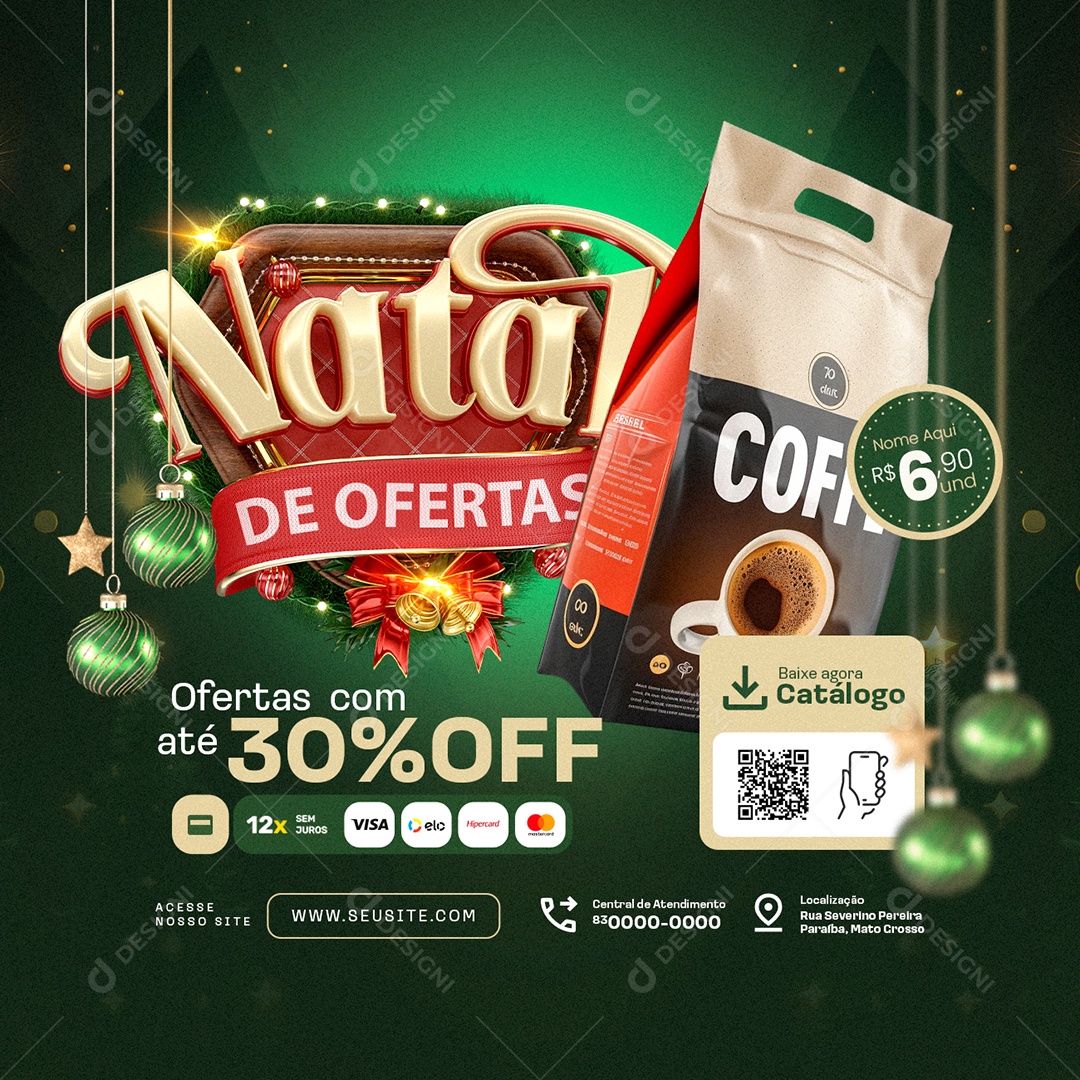 Natal de Ofertas Supermercado Social Media PSD Editável