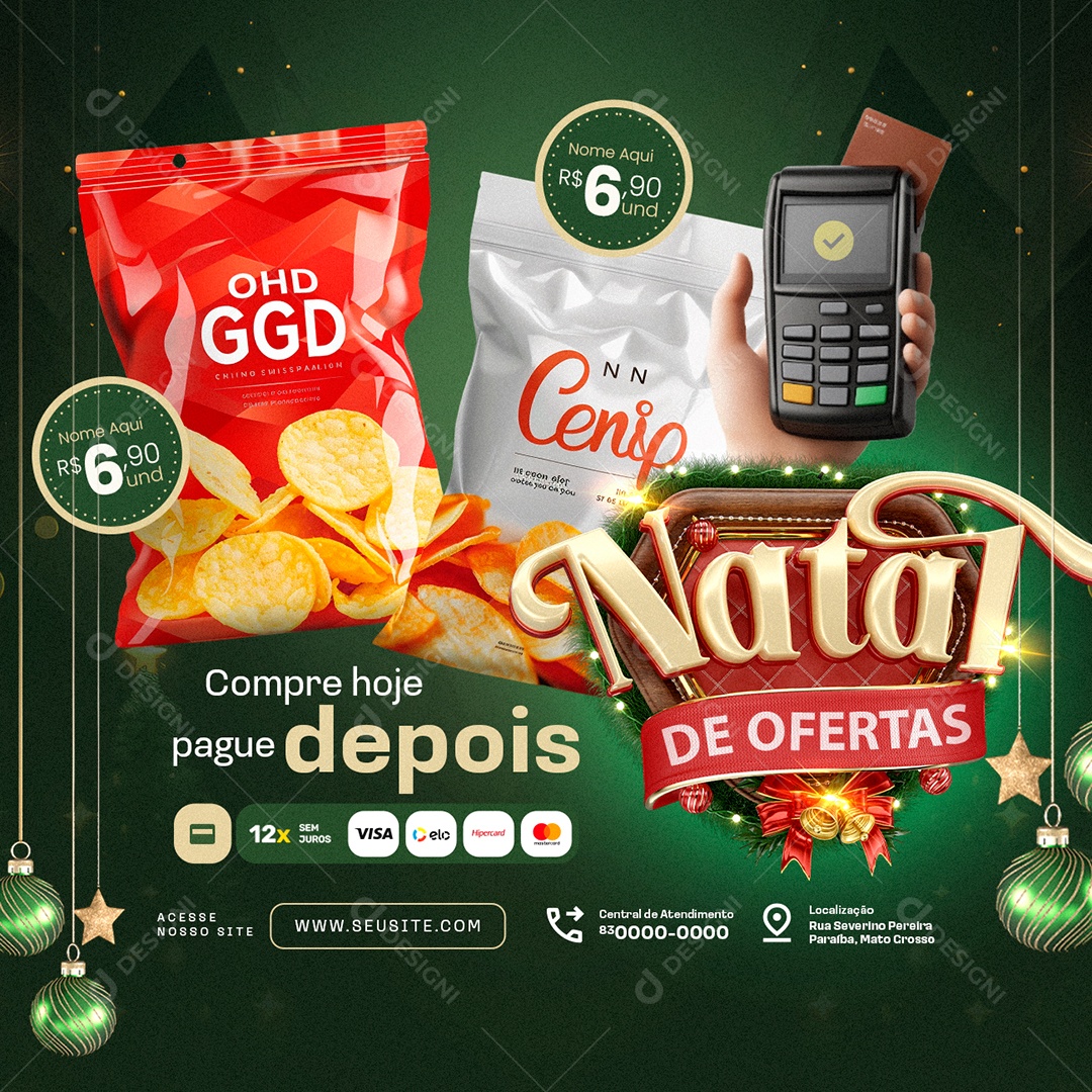 Natal de Ofertas Supermercado Produtos Social Media PSD Editável