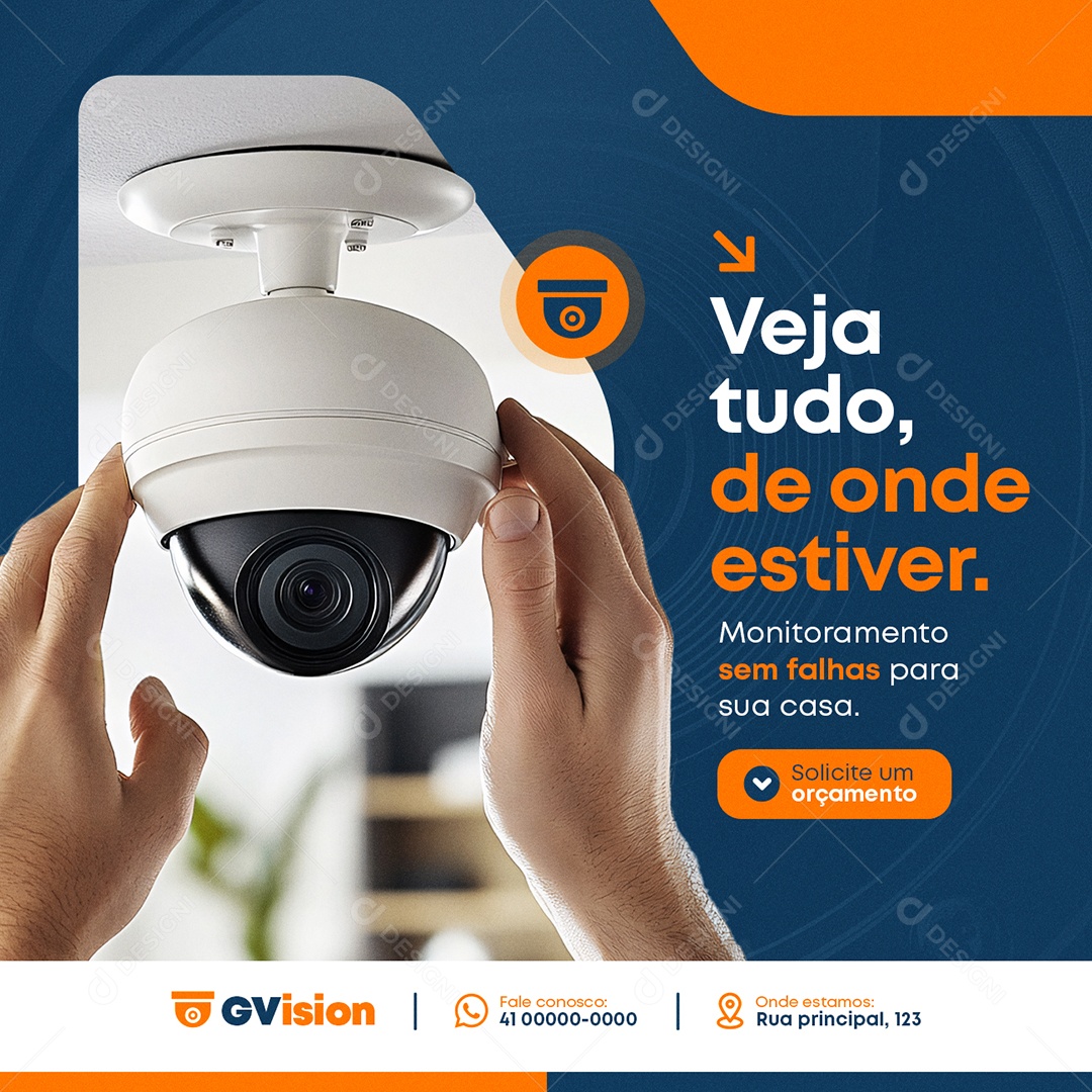 Monitoramento Veja Tudo De Onde Estiver Social Media PSD Editável