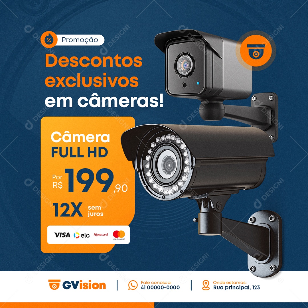 Monitoramento Descontos Exclusivos Em Câmeras Social Media PSD Editável