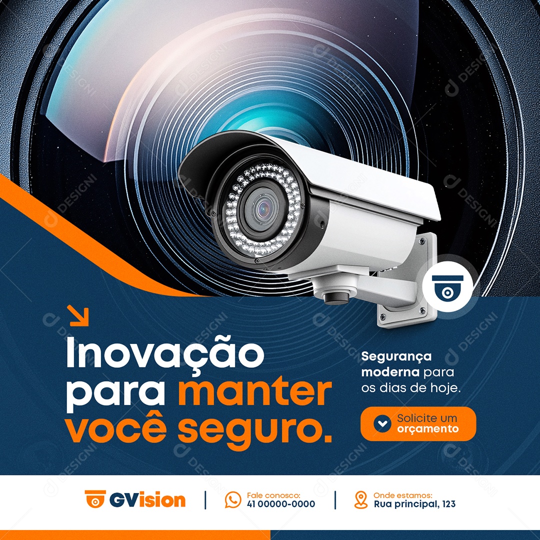 Monitoramento Inovação Para Manter Você Seguro Social Media PSD Editável