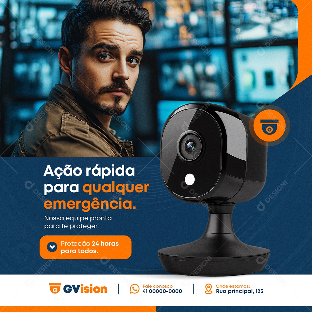 Monitoramento Ação Rápida Para Qualquer Emergência Social Media PSD Editável