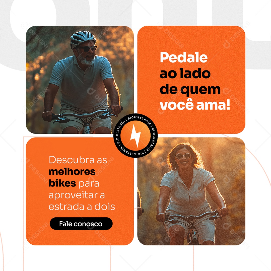 Loja de Bicicletas Bicicletaria Pedale ao Lado de Quem Você Ama Social Media PSD Editável