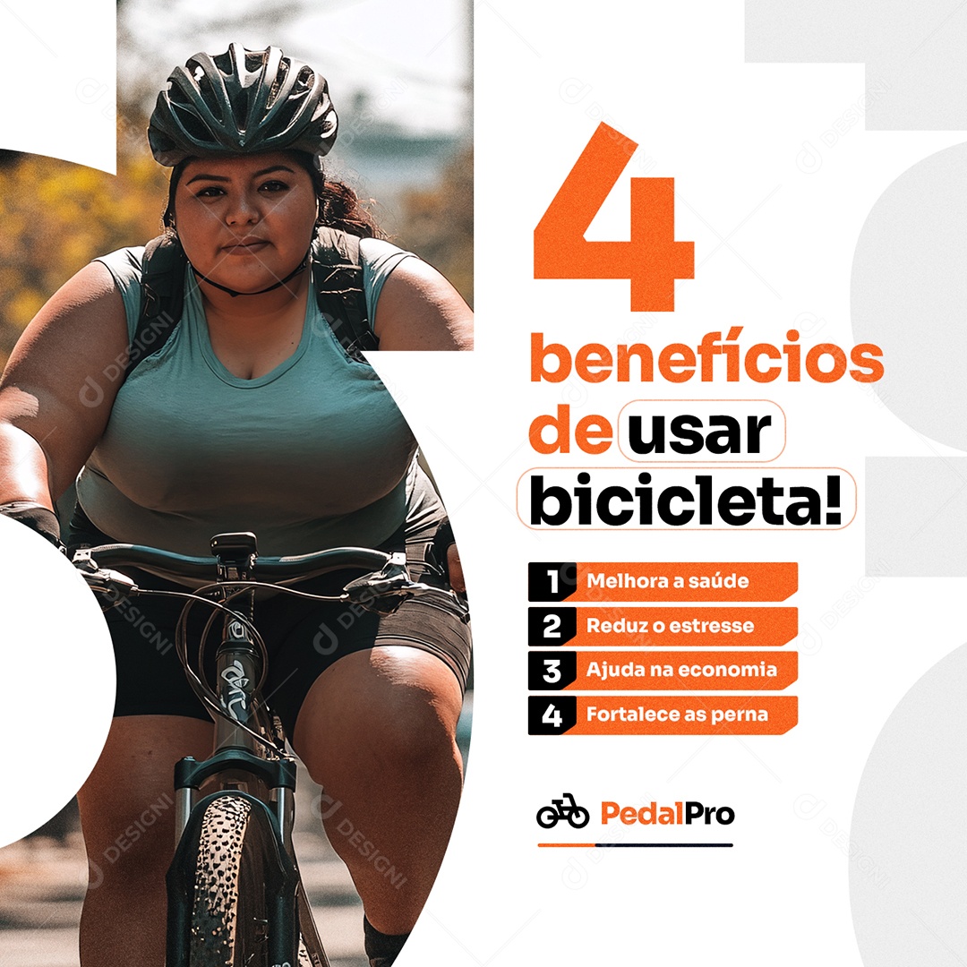 Loja de Bicicletas Bicicletaria Quatro Benefícios de Usar Bicicleta Social Media PSD Editável
