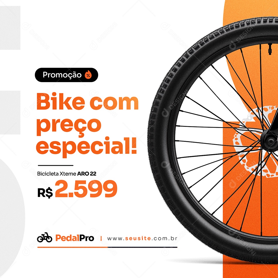 Loja de Bicicletas Bicicletaria Promoção Bike com Preço Especial Social Media PSD Editável