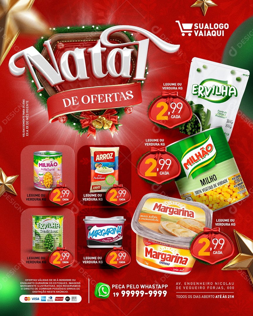 Tabloide Natal de Ofertas Supermercado Produtos Social Media PSD Editável