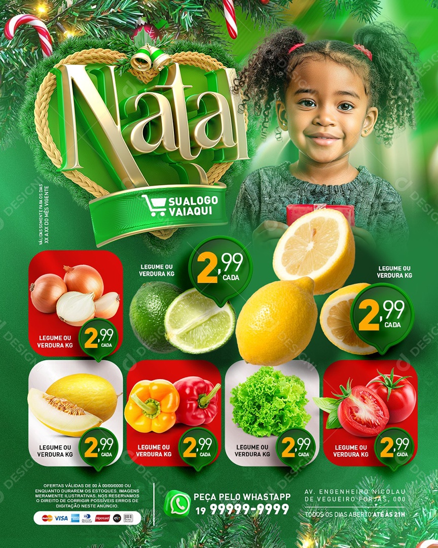 Tabloide Natal Supermercado Hortifruti Social Media PSD Editável