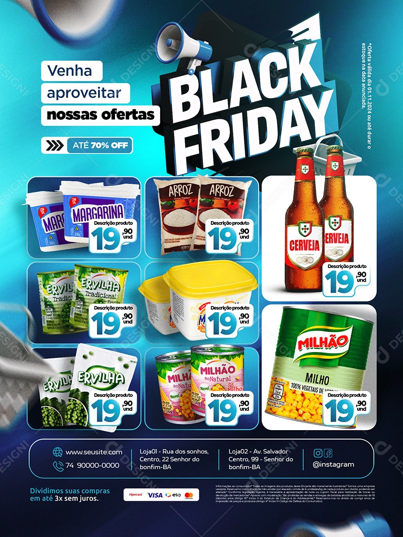 Tabloide Black Friday Supermercado Nossas Ofertas Social Media PSD Editável