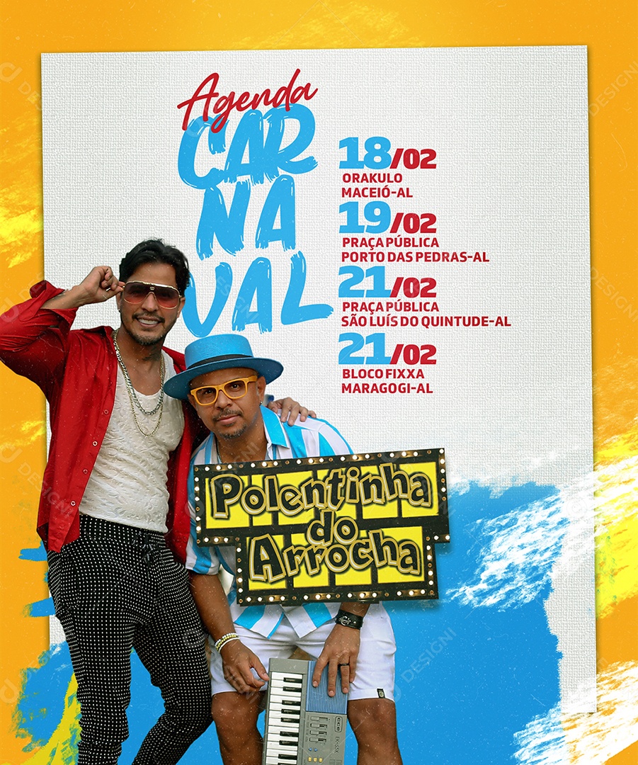 Flyer Poletinha do Arrocha Agenda de Shows Carnaval Social Media PSD Editável