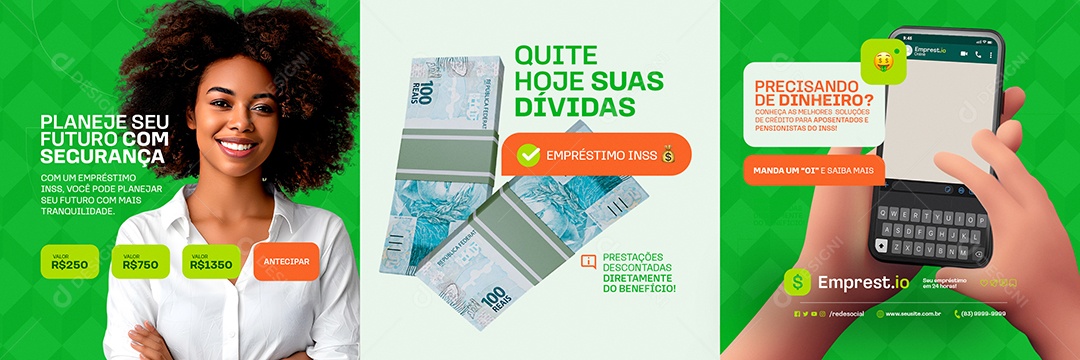 Carrossel Empréstimo INSS Quite Hoje suas Dívidas Social Media PSD Editável
