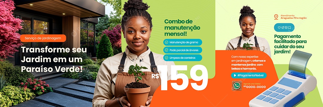 Carrossel Jardineiro Combo de Manutenção Mensal Social Media PSD Editável