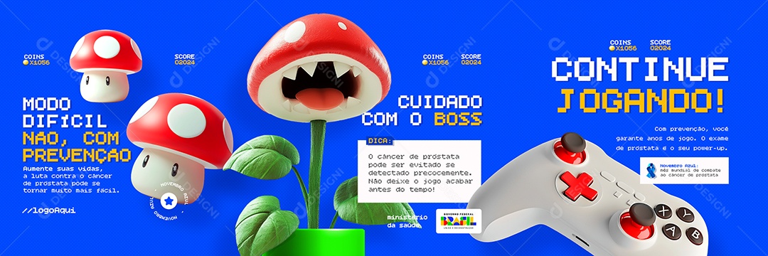 Carrossel Novembro Azul Continue Jogando Social Media PSD Editável