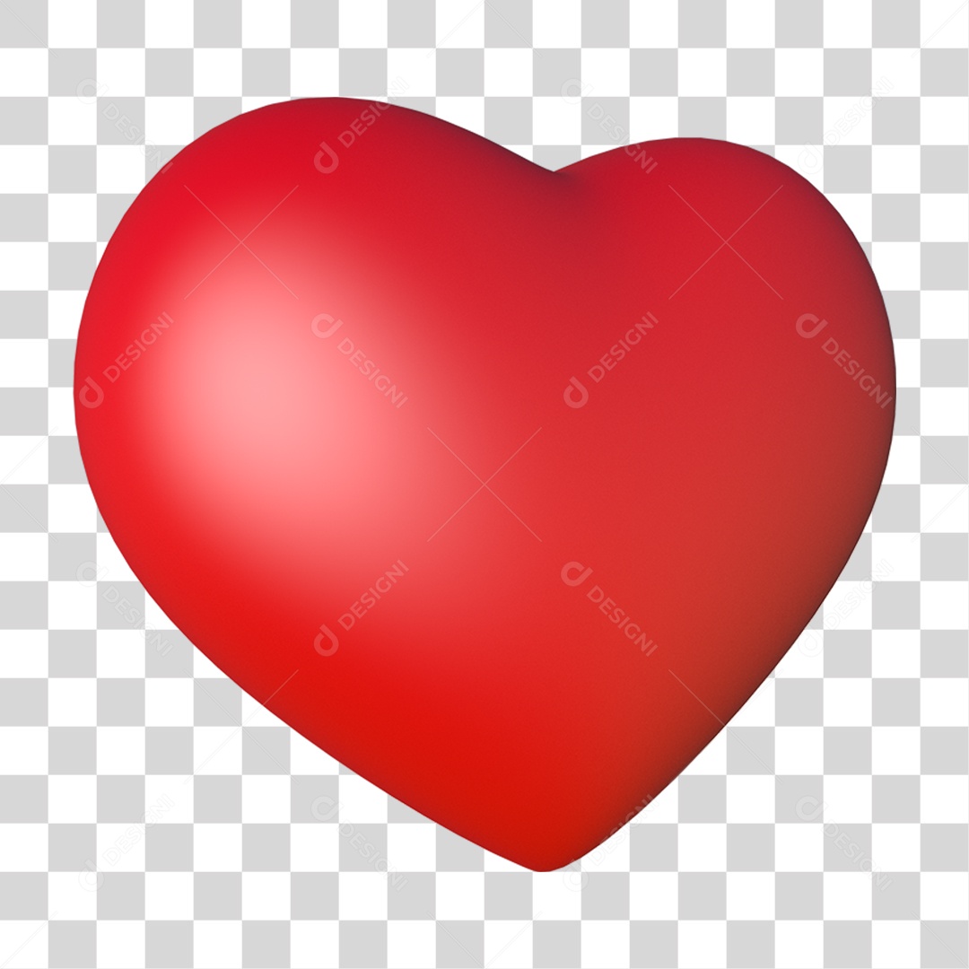 Elemento 3D Coração Vermelho PNG Transparente