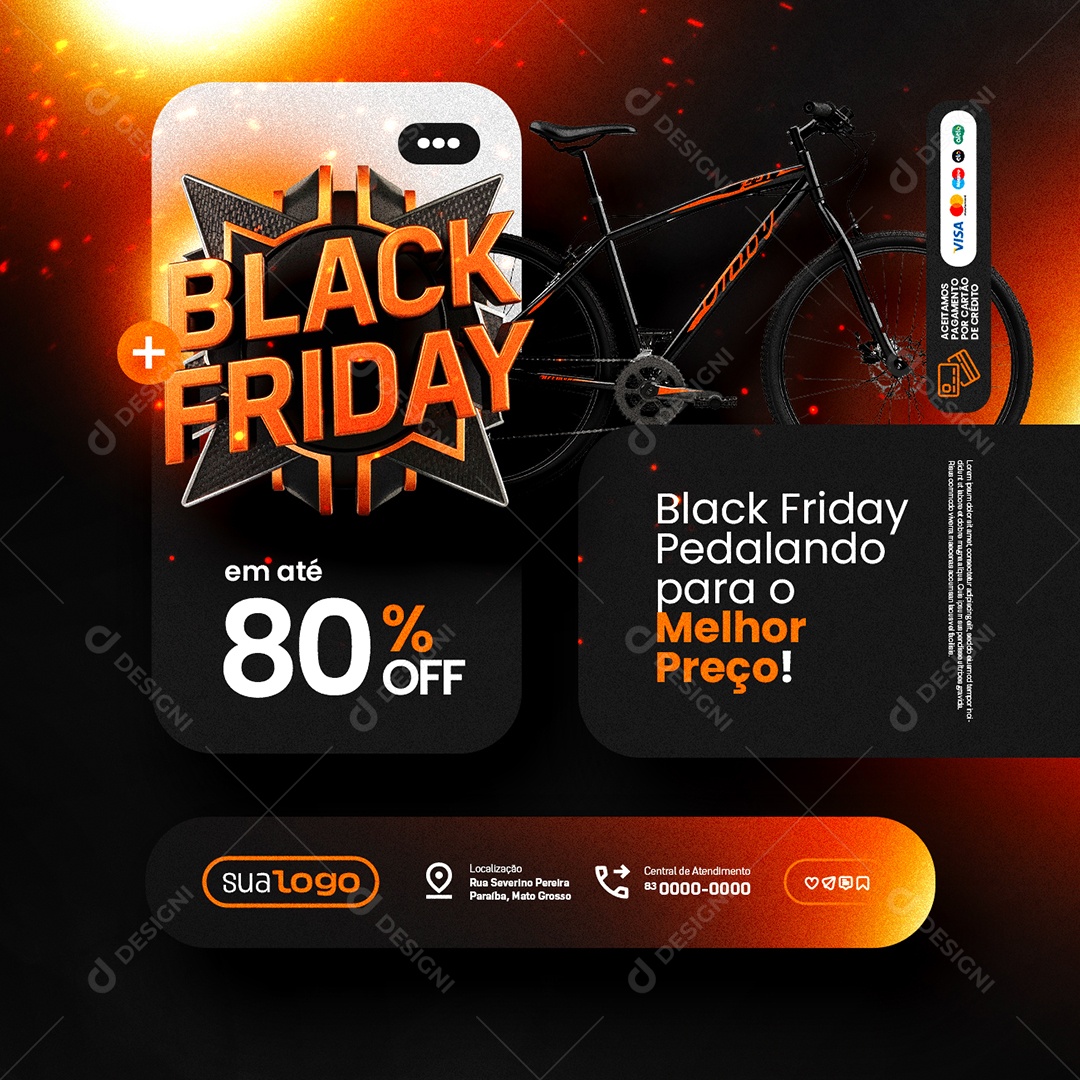 Black Friday Pedalando Loja de Bicicletaria Social Media PSD Editável