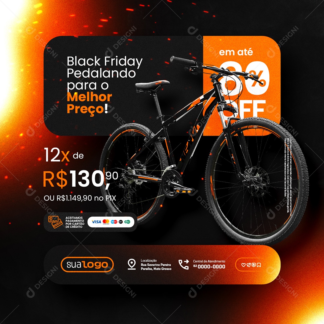 Black Friday Loja de Bicicletaria Melhor Preço Social Media PSD Editável