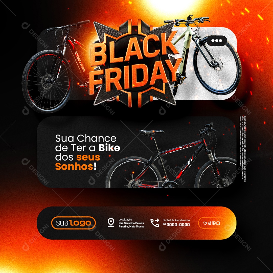 Black Friday Loja de Bicicletaria Sua Chance de Ter a Bike Social Media PSD Editável