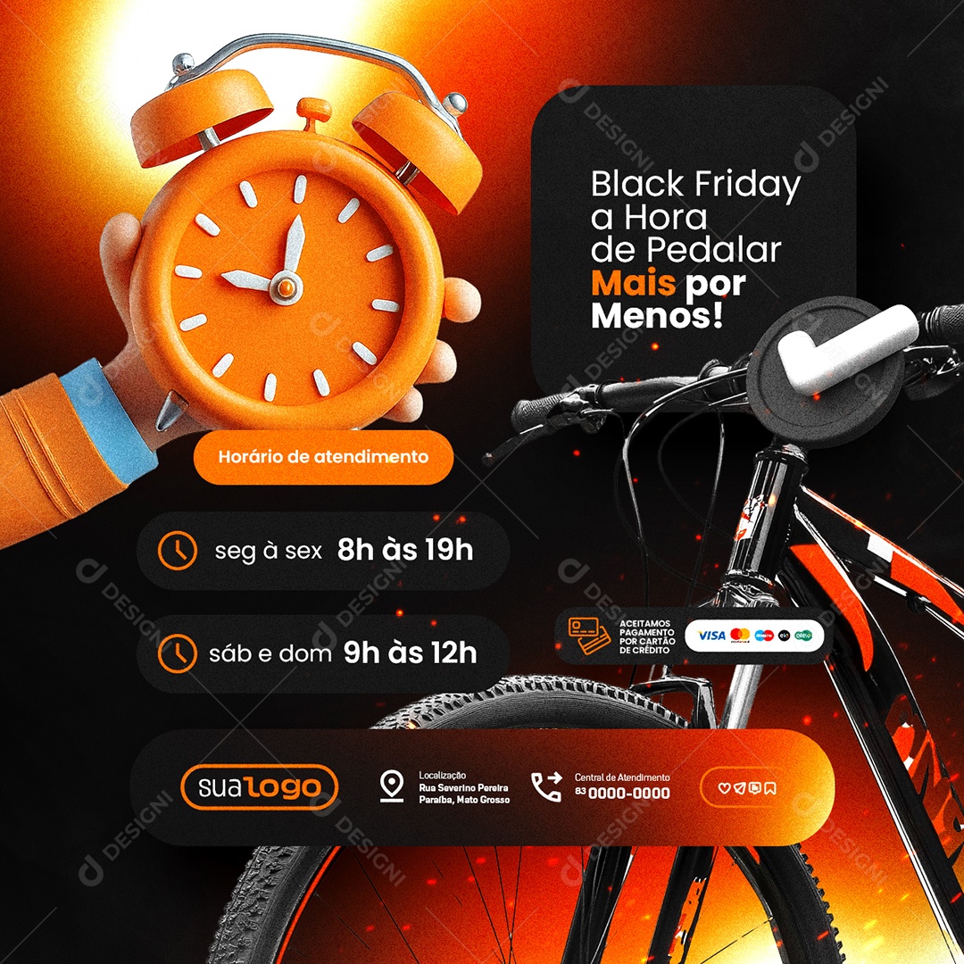 Black Friday a Hora De Pedalar Loja de Bicicletaria Social Media PSD Editável