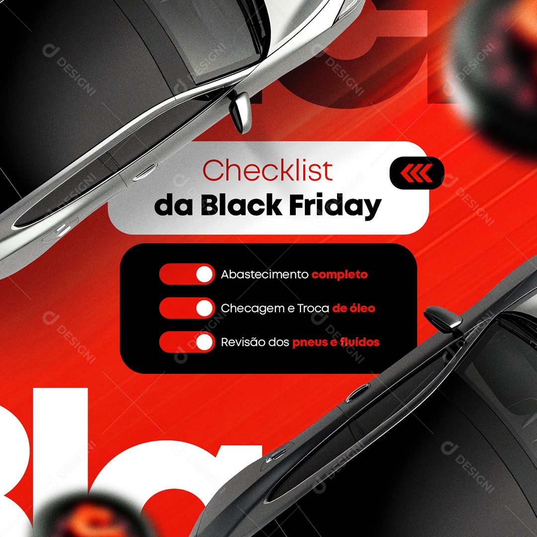 Posto de Gasolina Checklist da Black Friday Social Media PSD Editável