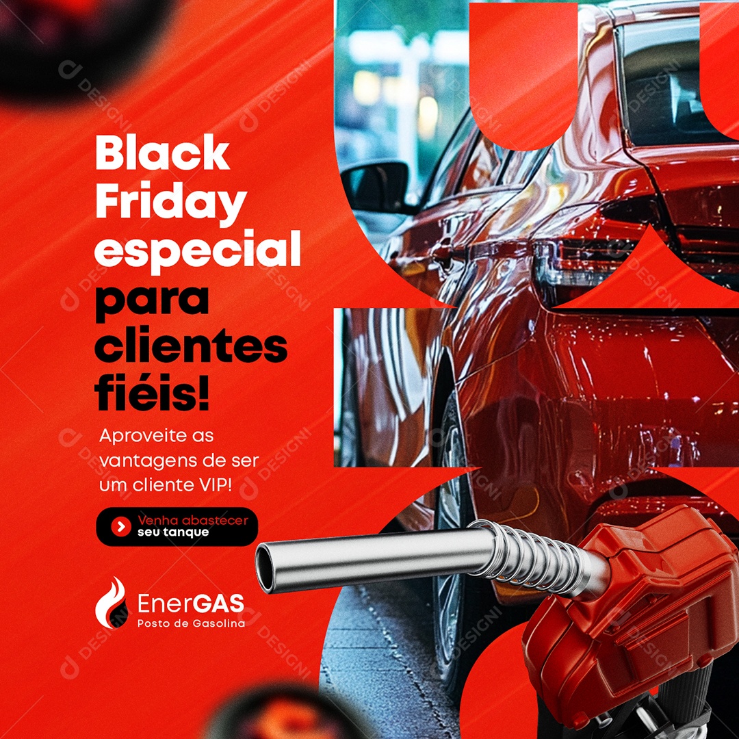 Black Friday Especial para Clientes Fiéis Posto de Gasolina Social Media PSD Editável