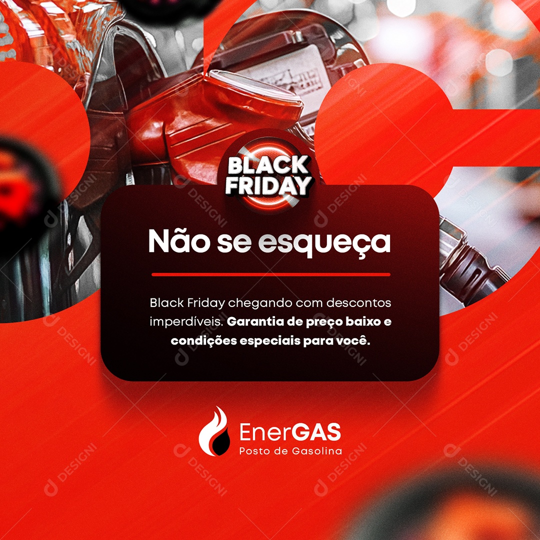 Black Friday Posto de Gasolina Lembrete Não Se Esqueça Social Media PSD Editável
