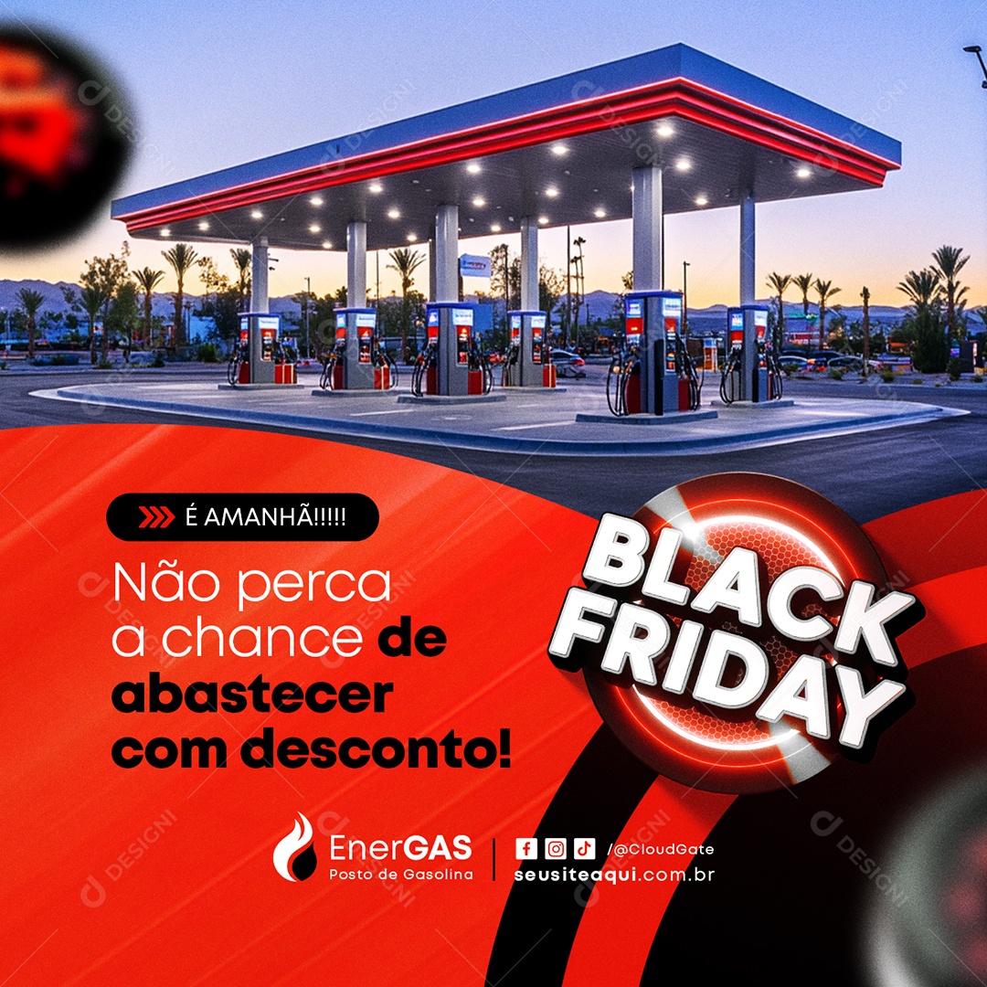Black Friday Posto de Gasolina é Amanhã Social Media PSD Editável