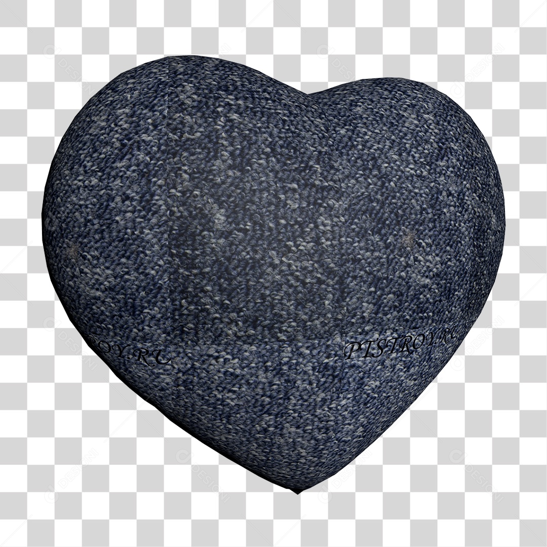 Elemento 3D Coração Preto PNG Transparente