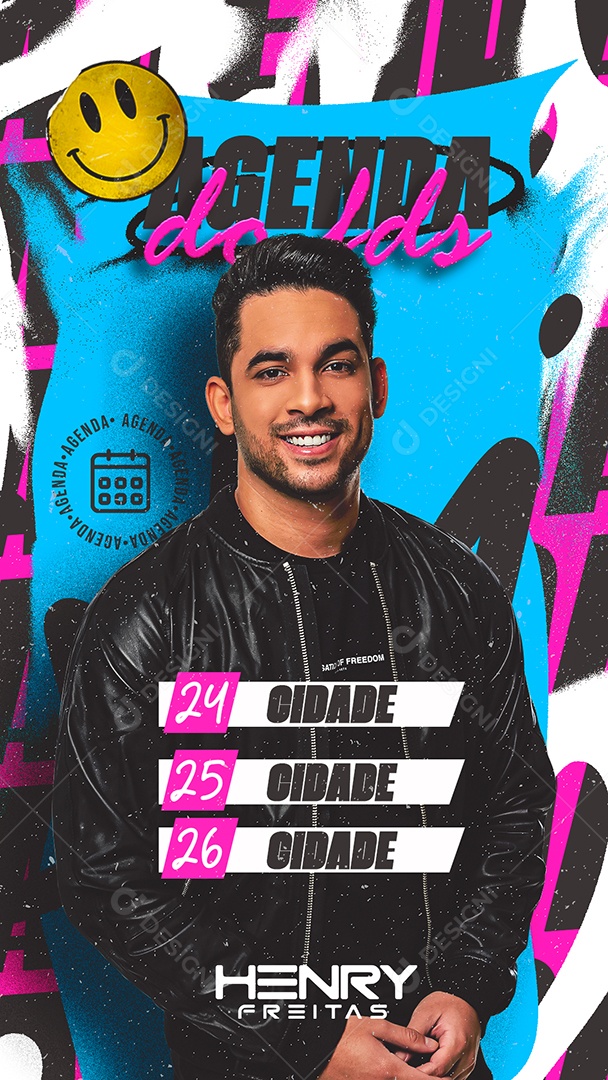 Social Media Story Flyer Agenda De Shows PSD Editável