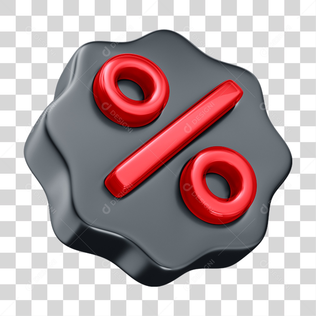 Elemento 3D Balão Preto com Porcentagem % PNG Transparente