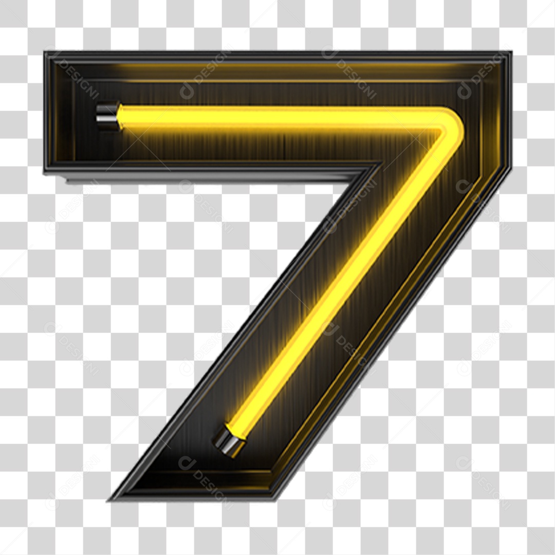 Número 7 Metal com Neon PNG Transparente