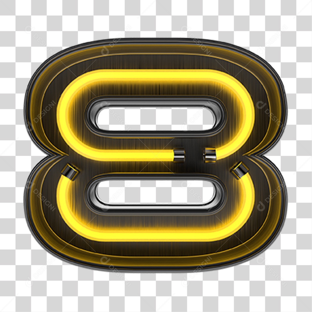 Número 8 Metal com Neon PNG Transparente