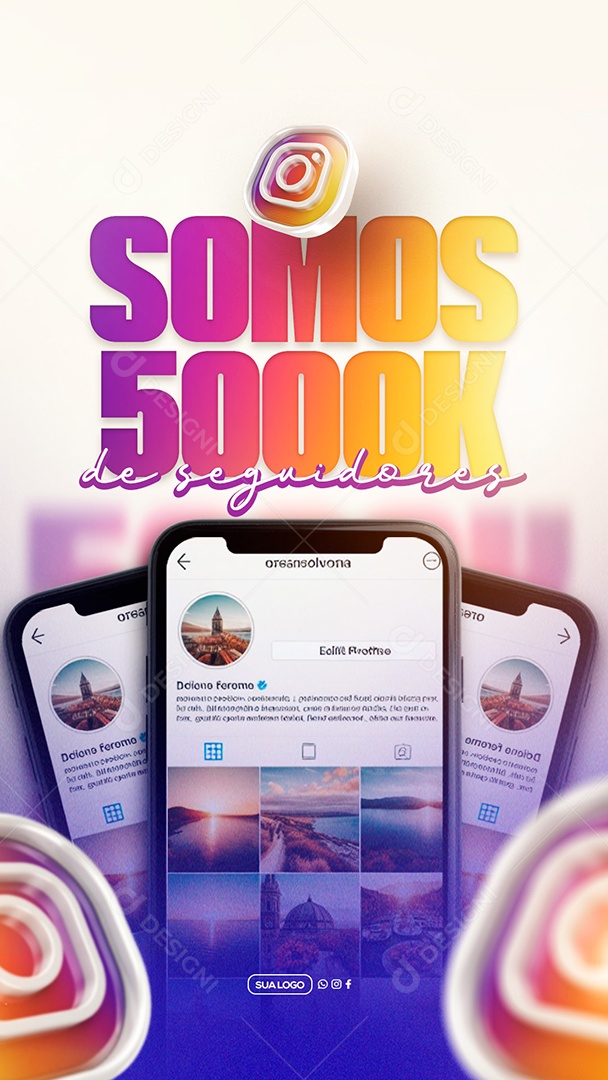 Story Obrigado Agora Somos 5k Seguidores Social Media PSD Editável